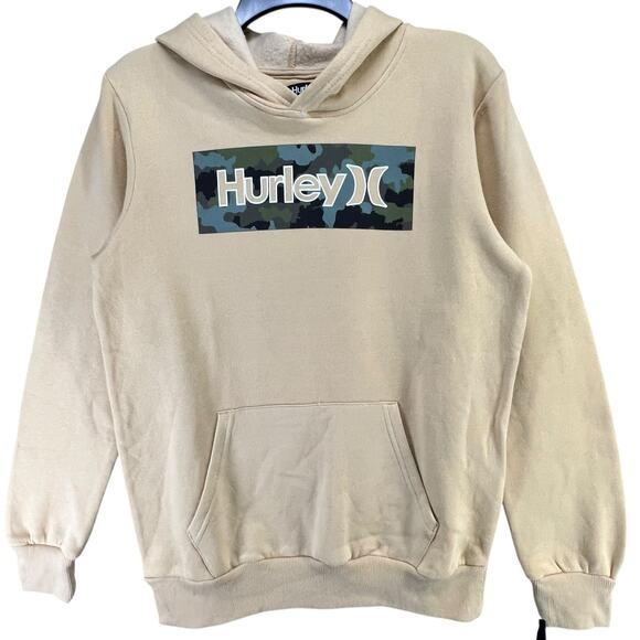 Hurley Hoodie Sweatshirt Youth XL Tan Kangaroo Pocket Camo Logo Surf Skater NEW - Picture 1 of 13